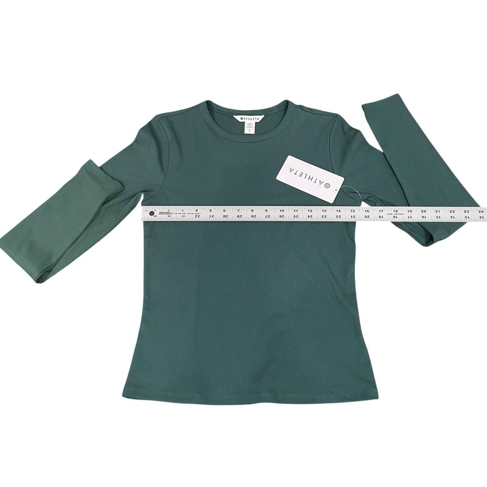 ATHLETA | *NWT* Signature Rib Crew Long Sleeve Top Green Sz S - Picture 6 of 7